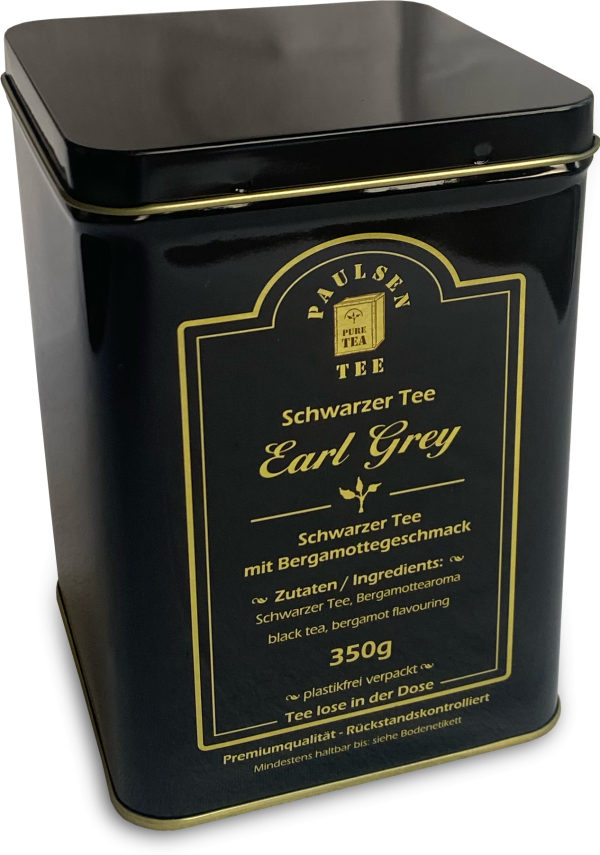 Earl Grey, Paulsen schwarzer Tee mit Bergamotte Aroma 350g in einer für Lebensmittel geeigneten Dose
